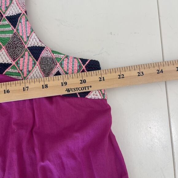 Anthropologie Maeve Maxi Dress SIZE XL Pink Beaded Crochet Comfort Pockets Majul - Picture 9 of 14